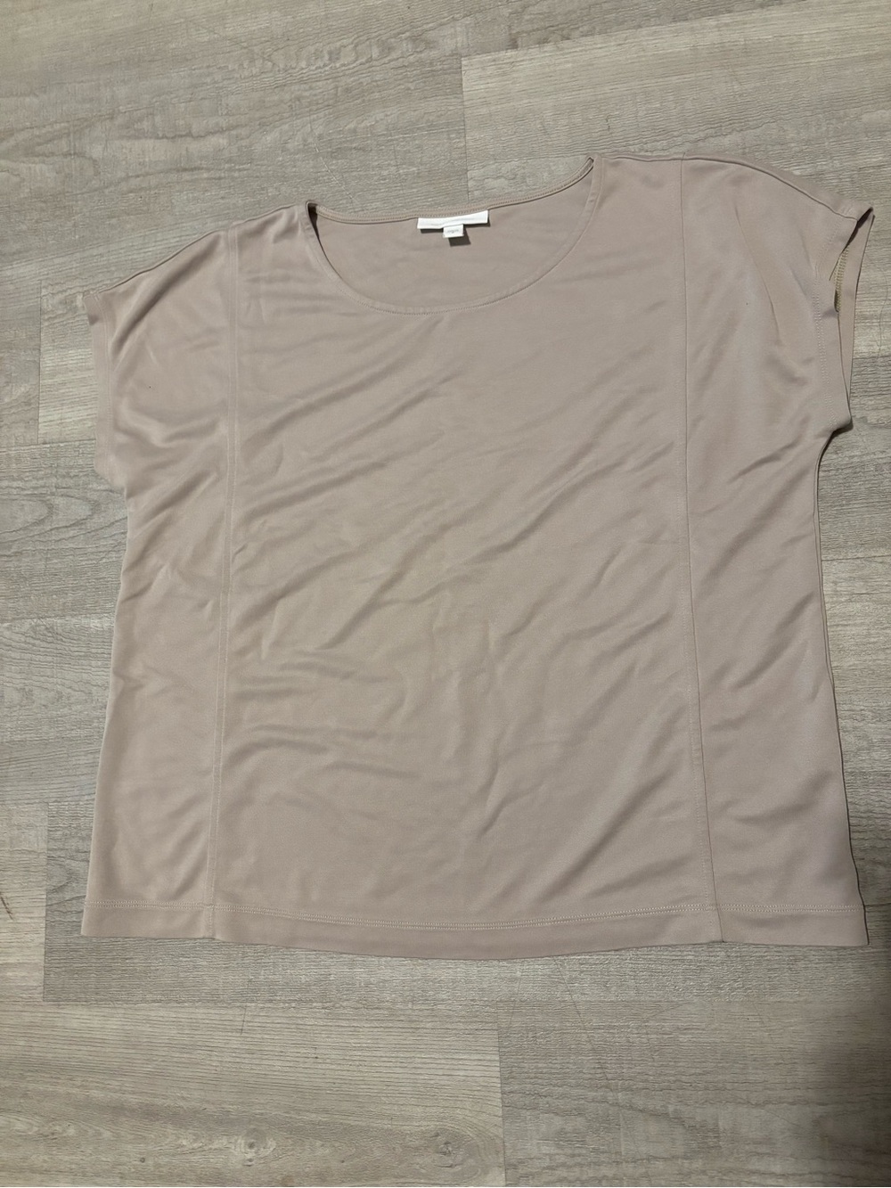 pure jill Sand-Washed Taupe Knit Scoop Neck Short Sleeve Pullover T-Shirt M boho
